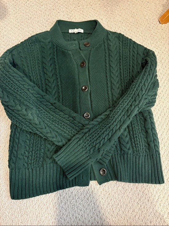 Alex Mill Sweaters - Alex Mill Dark Forest Green Cable Knit Button-Front Cardigan